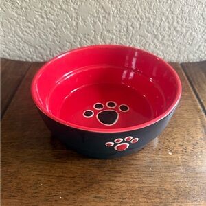 Red and Black dog Bowl with Paw Print